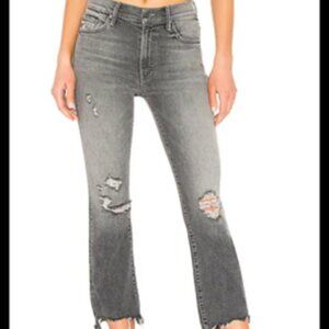 MOTHER Insider Crop Step Chew Distressed Gray Jeans Sz 24